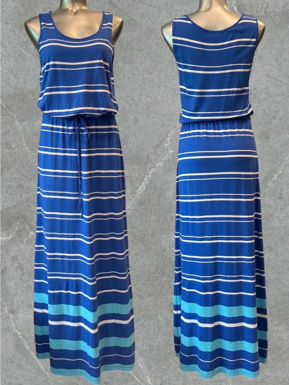 2 for $30 | Tommy Hilfiger Blue and White Striped Tank Maxi Dress - Picture 5 of 15
